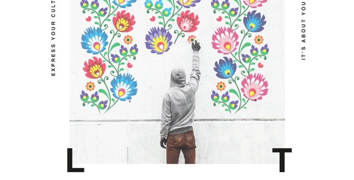 Sprayer mit Kapuze sprüht Blumen Kunstwerk an die Wand express your cult it's about you