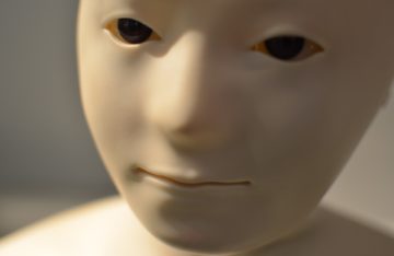 weißes Roboter-Gesicht Nahaufnahme