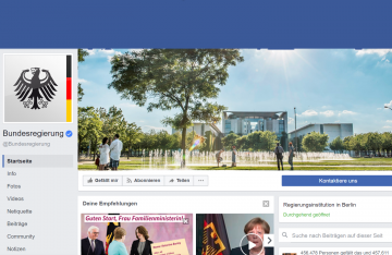 Ein digitaler Wahlkampf wird durch einen Screenshot Facebookseite der Bundesregierung veranschaulicht