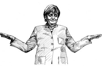 Skizze von Kanzlerin Merkel zum Artikel Wahlkampf 2017